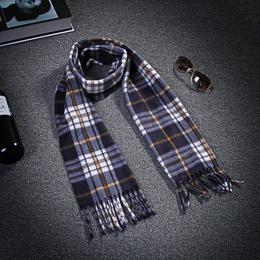 Unisex Black & White Plaid Thermal Scarf - Plus Size Winter Wrap - DropOnline.co