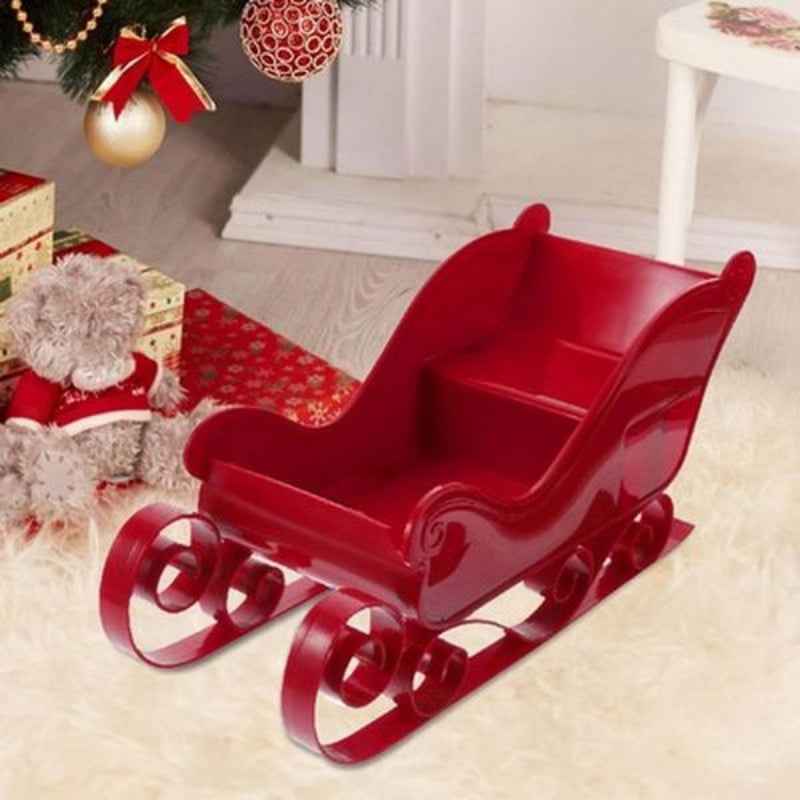 Red Santa Sleigh Christmas Fireplace Decoration - Collectible Holiday Centerpiece - DropOnline.co