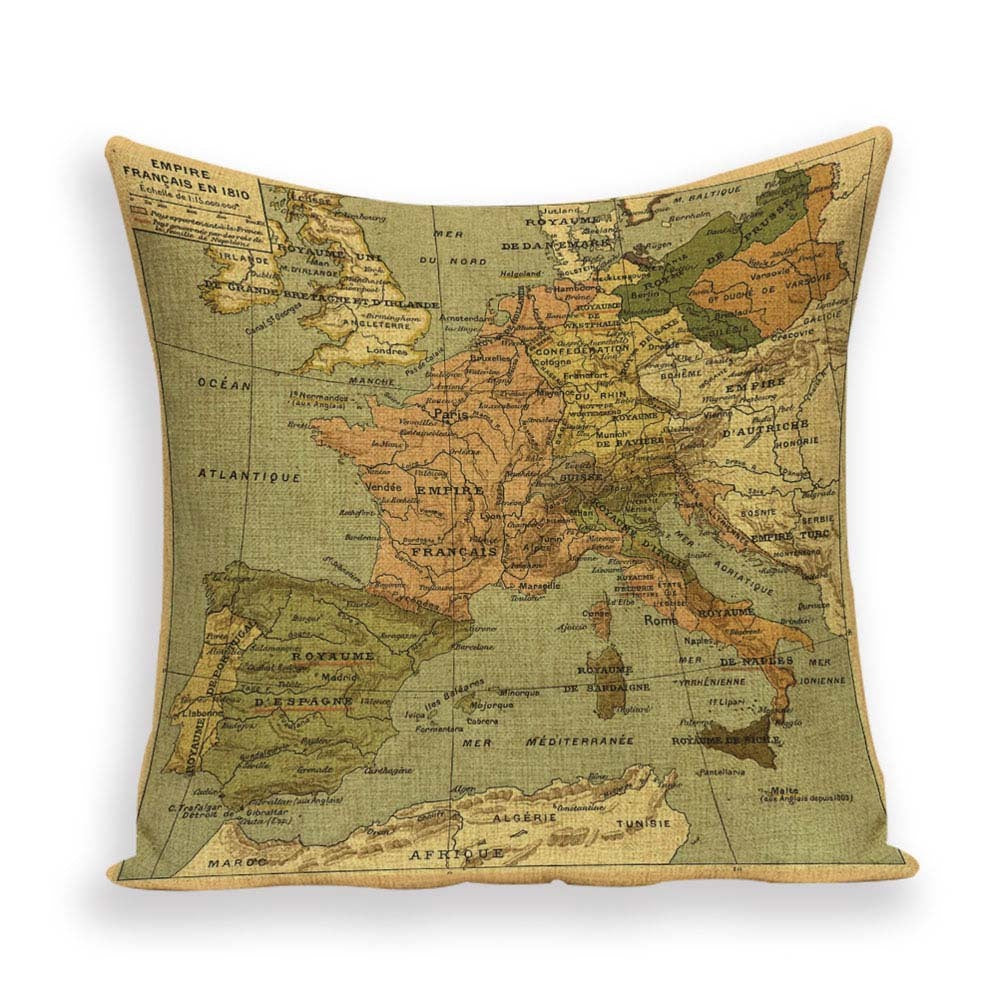 New Retro Toss Pillow Case European World Map Cushion Cover Seat Sofa Covers Morocco Linen House Home Decor Throw Pillows Cases - DropOnline.co