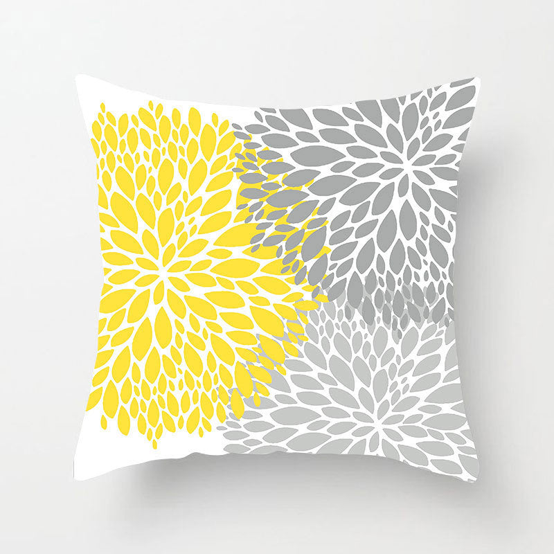 Modern Yellow Daisy Flower Cushion Cover - Creative Letter Print Pillow Case for Home - DropOnline.co