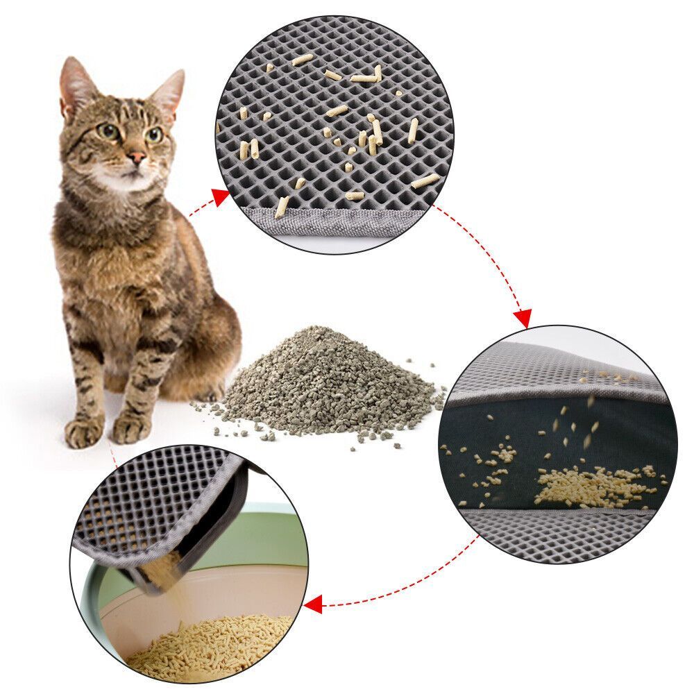 Kitty Cat Litter Mat Trapping Honeycomb Double Layer Design Waterproof Double Layer EVA Cat Litter Pad Waterproof Non-slip Sand Basin Filter Kitten Dog Washable Mattress - DropOnline.co