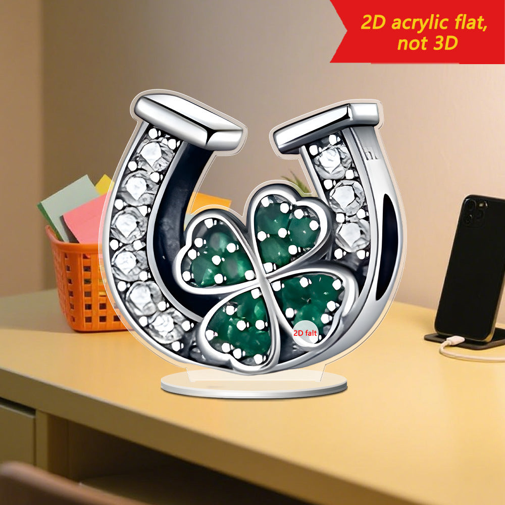 U-shaped Clover 2D Flat Acrylic Desktop Decoration - DropOnline.co