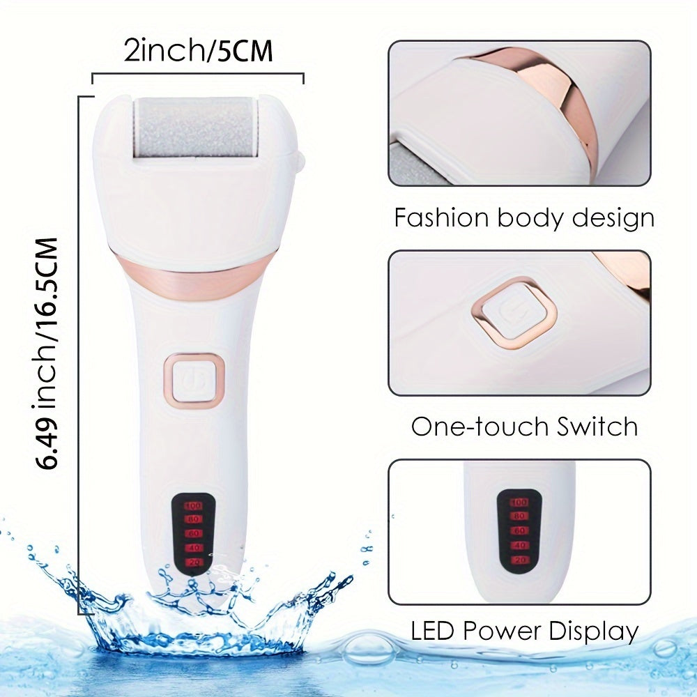 Electric Foot Grinder And Callus Remover, Electric Foot Polisher, Rechargeable Foot Washing And Pedicure Kit, Suitable For Cracked Heels And Dead Skin, With 3 Roller Heads - DropOnline.co