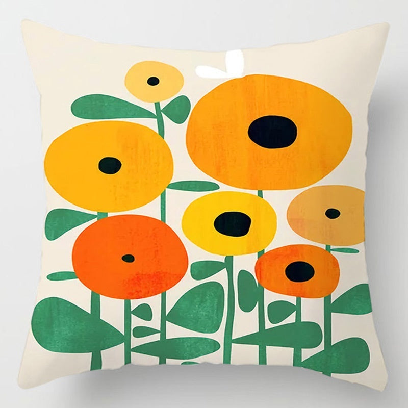 Floral Plant Pattern Cushion Cover - Botanical Bedroom Decor Throw Pillow Case - DropOnline.co