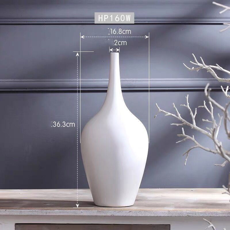 Home Desktop Flower Arrangement Decor Ceramic White Tall Vase - DropOnline.co