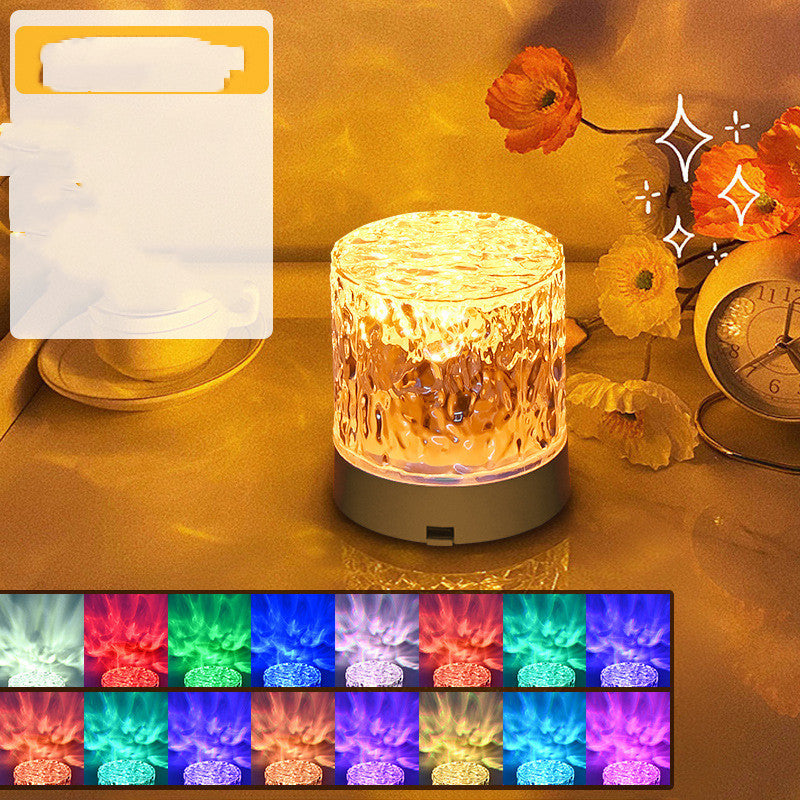 Crystal Lamp Water Ripple Projector Night Light Decoration Home Houses Bedroom Aesthetic Atmosphere Holiday Gift Sunset Lights Home Decor - DropOnline.co