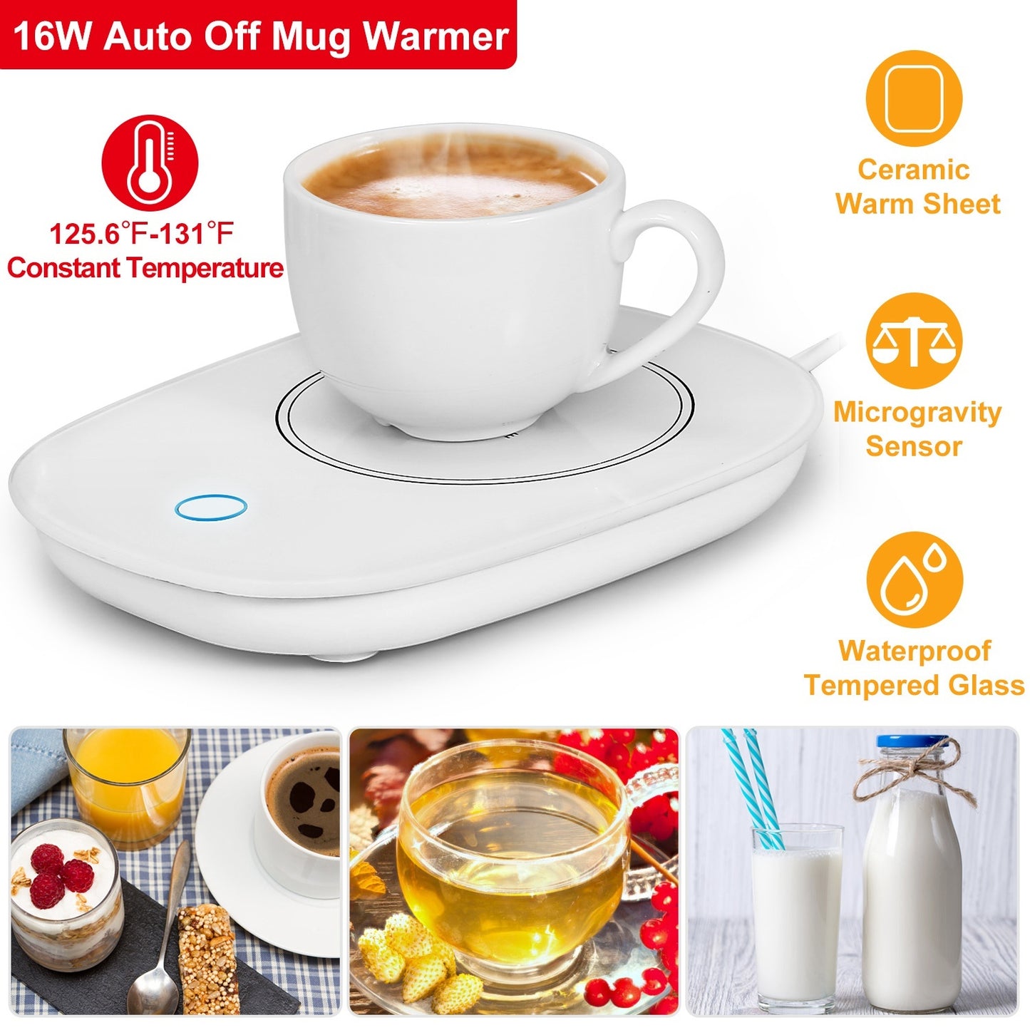 1Pc Coffee Mug Warmer Cup Warmer Auto Shut Off Coffee Tea Milk Electric Heater Pad Office Home Desk Electric Beverage Warmer Mat - DropOnline.co