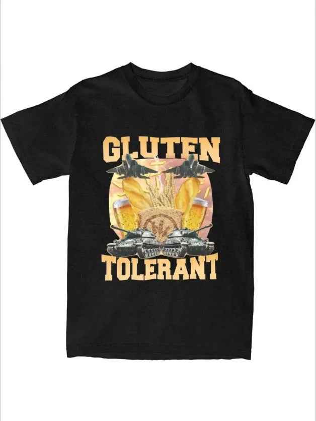 Unisex 'Gluten Tolerant' Funny Meme T-Shirt - Pure Cotton Wheat Bread Beer Tee