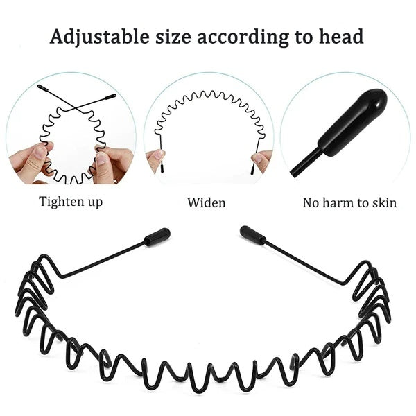 6Pcs Metal Hair Headband Wave Style Hoop Band Comb Sports Hairband Men Women US - DropOnline.co