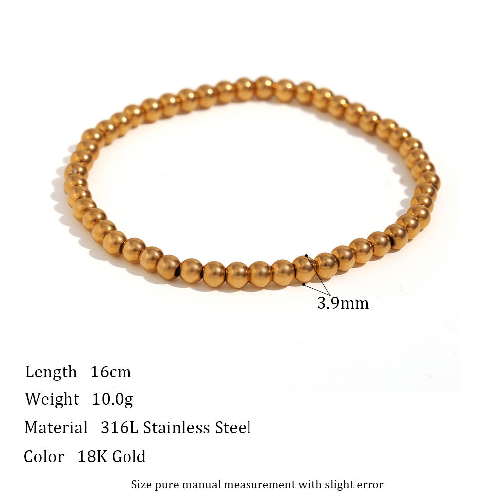Niche Vintage Stainless Steel Plated 18K Elastic Bead Bracelet - DropOnline.co
