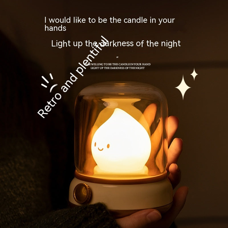 Retro Small Night Lamp - Bedroom Mini Desktop LED Cute Rechargeable Portable Cartoon Table Lamp - DropOnline.co