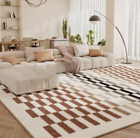 Living Room Carpet Checkerboard Bedroom Floor Cushion Sofa Coffee Table Blanket Dirt Resistant - DropOnline.co