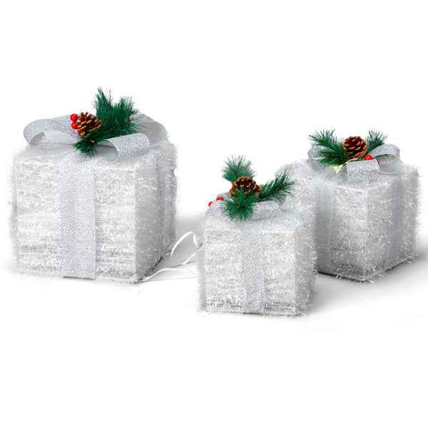 White Christmas Lighting Gift Box - Illuminated Holiday Decoration - DropOnline.co
