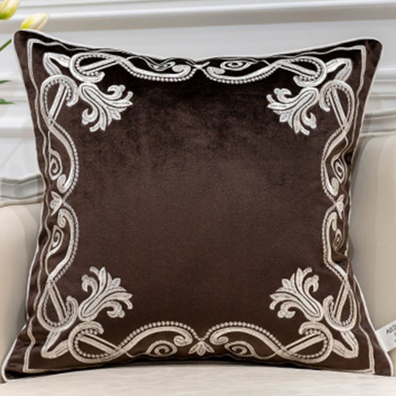 Patterned Cushion Cover Flannel Embroidered Home Decor Pillow Case - DropOnline.co