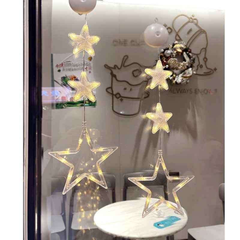 Christmas LED Suction Cup Window Lights 3-Pack - Star Tree Snowflake Hanging Ornaments - DropOnline.co