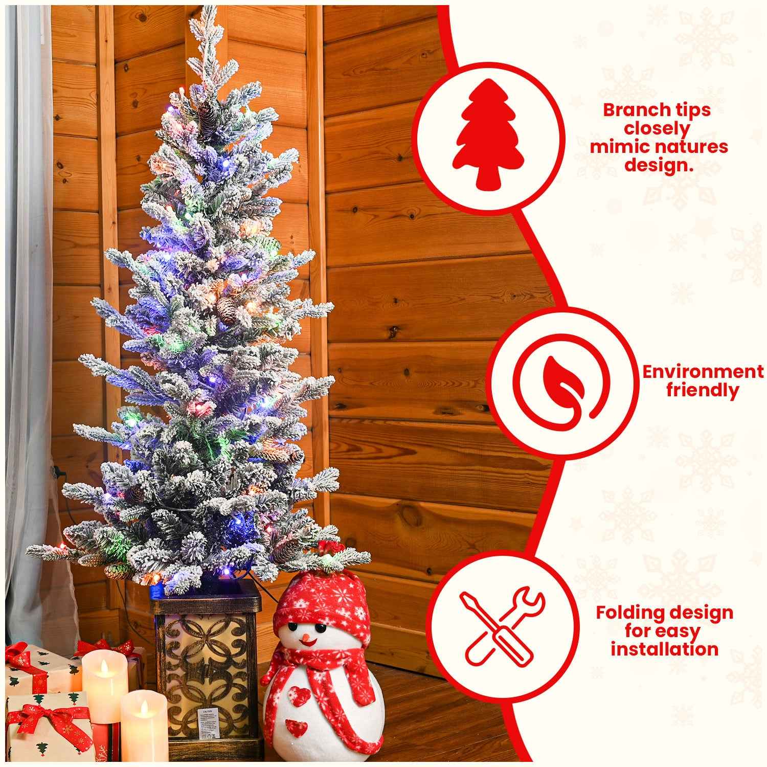 4ft Pre-lit Potted Porch Christmas Tree - Multicolor Lights with Metal Basin