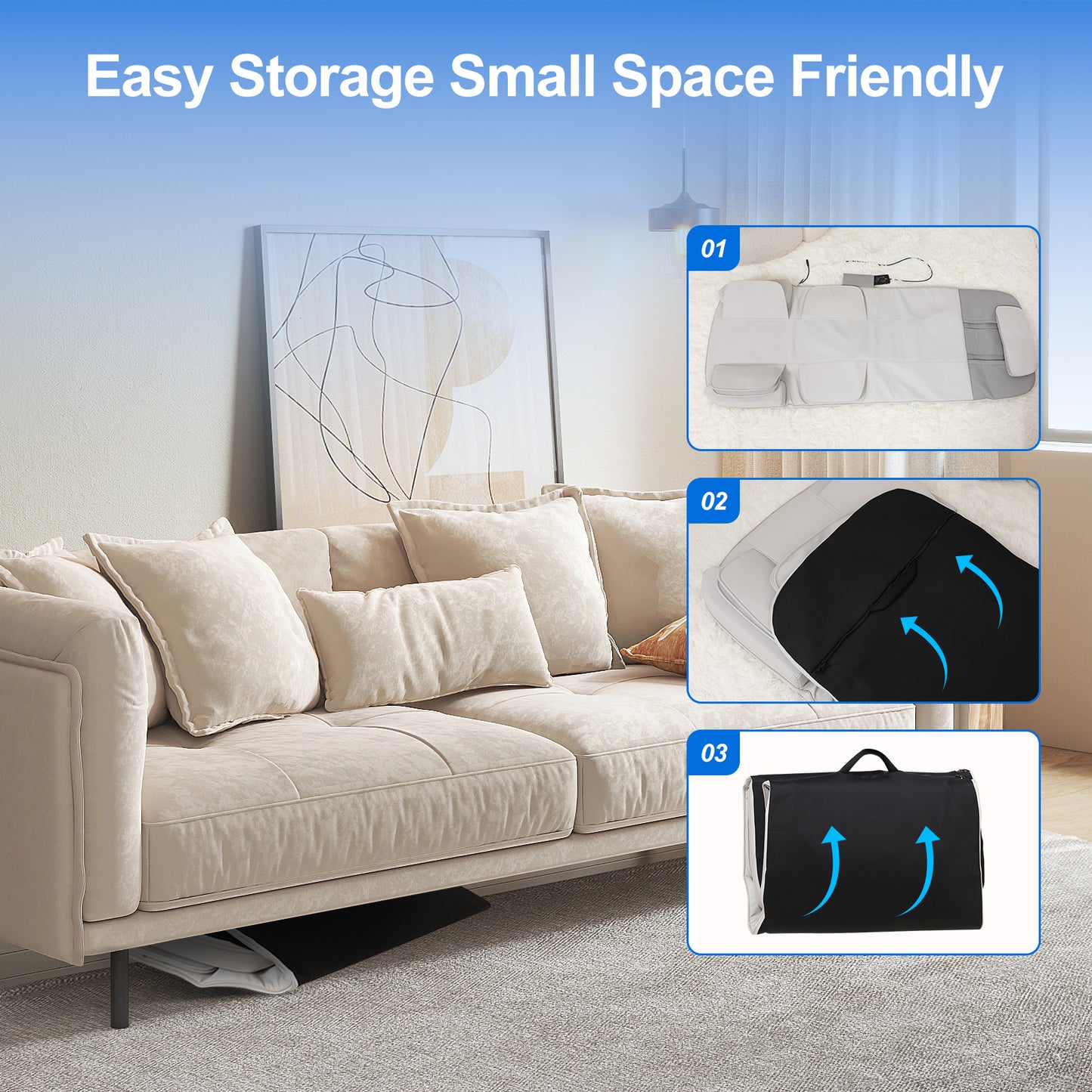 Detachable Smart Massage Mattress,Independent Lumbar And Back Heat Therapy,Overload Automatic Protection,Removable And Washable - DropOnline.co