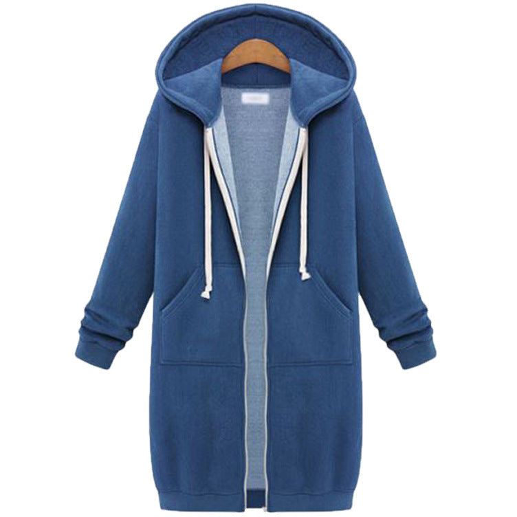 Hooded Long Sleeve Sweater Fleece Long Jacket - DropOnline.co
