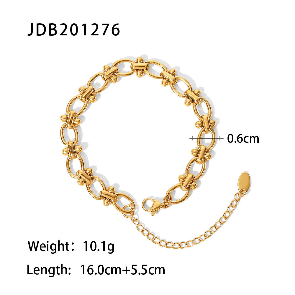 Fashionable And Versatile Gold-plated Stainless Steel Bracelets With Zirconia - DropOnline.co