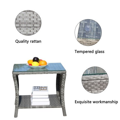 Outdoor Patio Furniture 1 Coffee Table With Clear Tempered Glass - DropOnline.co