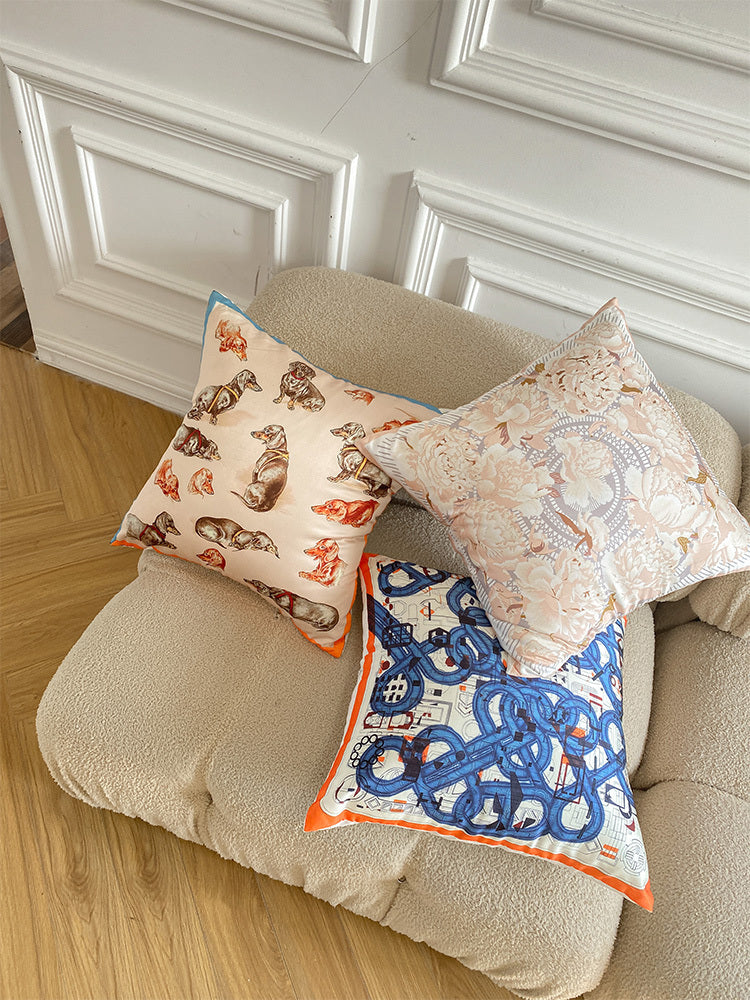 Creative Printed Silk Feeling Puppy Pillow Sofa Cushion - DropOnline.co