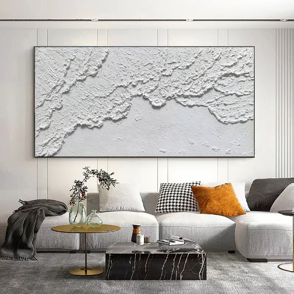 White Ocean Waves Texture Beach Abstract Art Pure Hand Painted Oil Painting Home Decoration Restaurant For Living Room Bedroom Wall Decoration - DropOnline.co