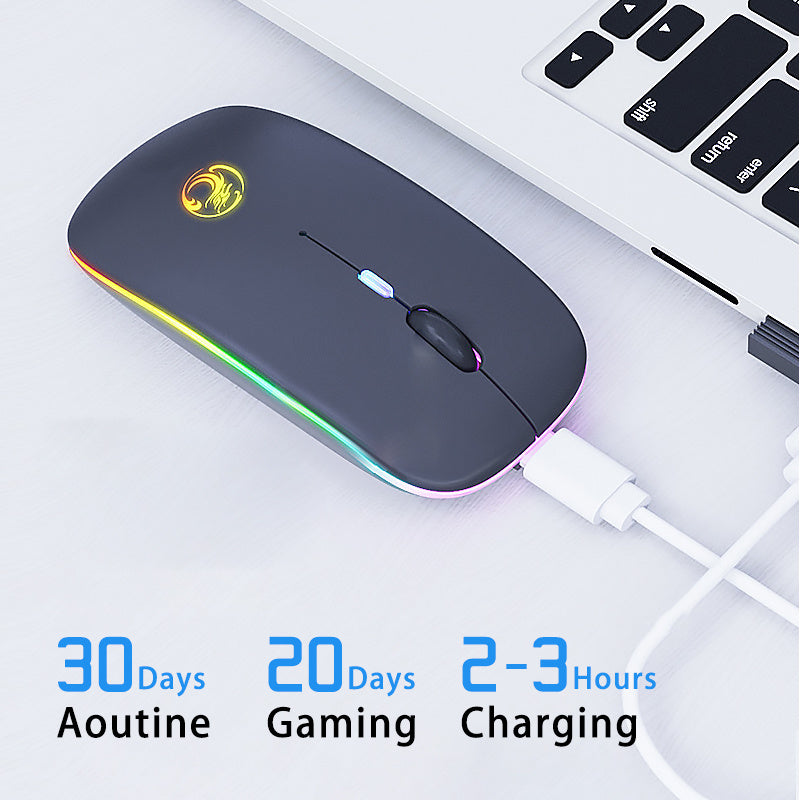 Luminous Charging Bluetooth Dual-mode Wireless Silent Mouse Desktop Notebook - DropOnline.co