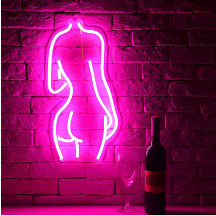 Acrylic Lady LED Neon Sign Lights Wall Hanging Bar Decor Artwork Night Light Neon Bulbs Lamp Bedroom Decoration Lighting - DropOnline.co