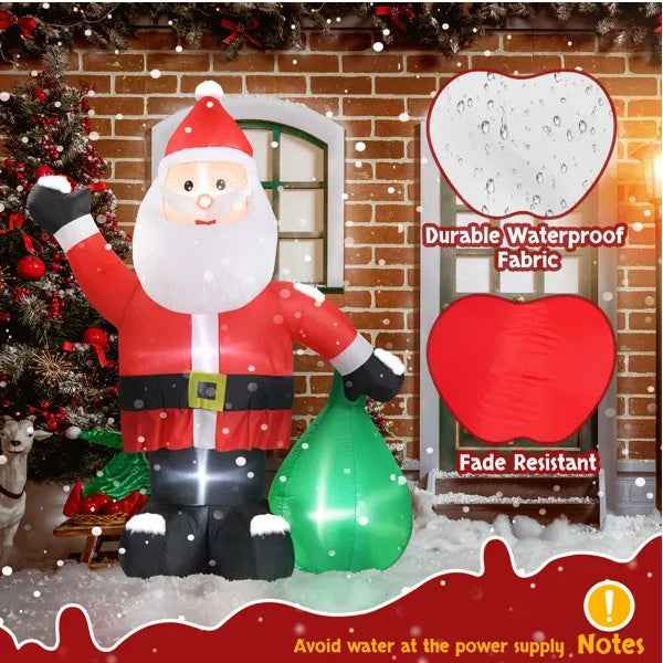 6 FT Lighted Christmas Inflatable - Santa Claus with Large Gift Bag & LED Lights - DropOnline.co