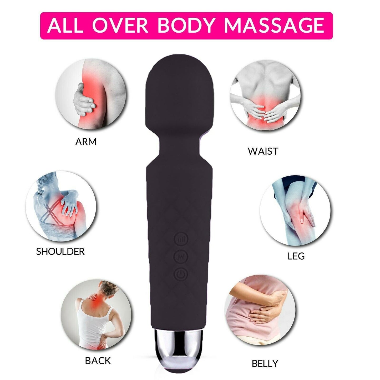 Magic Massage Wand Muscle Relaxation Massager 20 Speed Vibrating Full Body Therapy Motor - DropOnline.co