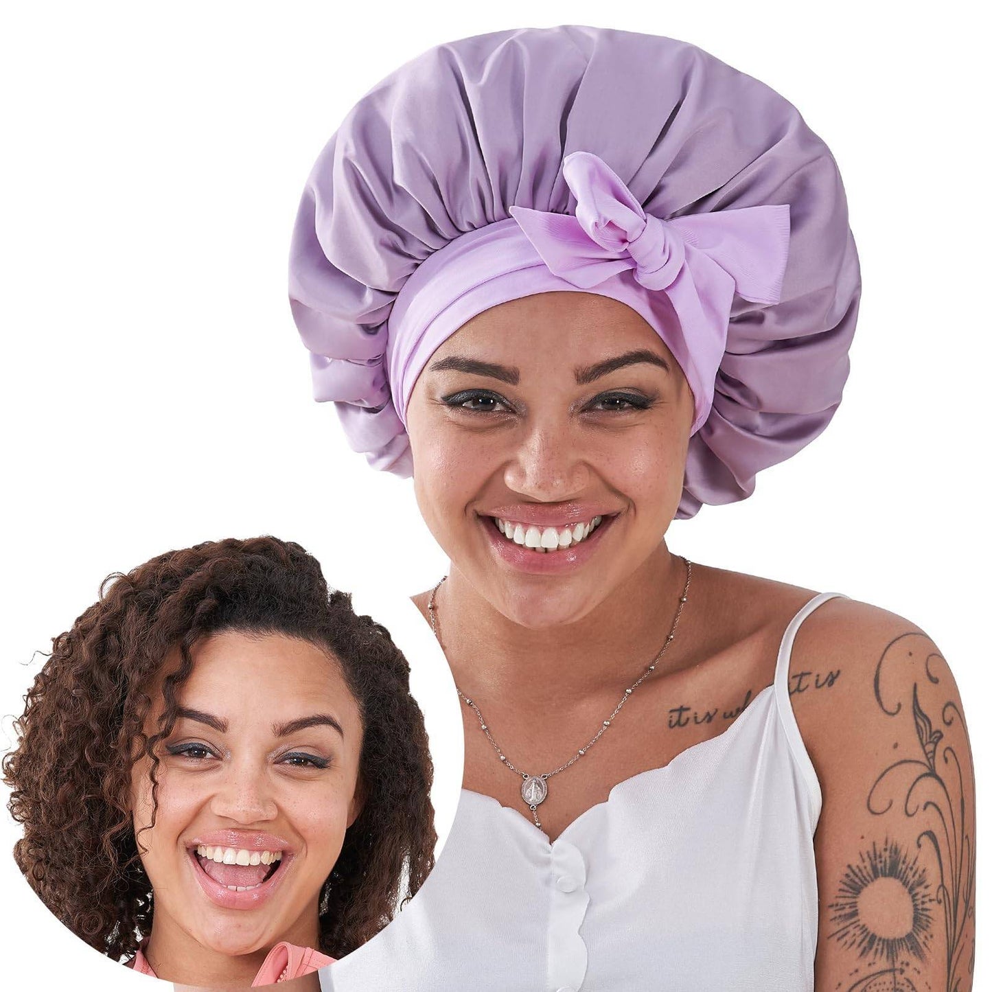 Silk Bonnet, Satin Hair Bonnet For Sleeping For Wavy Curly Natural Hair - DropOnline.co