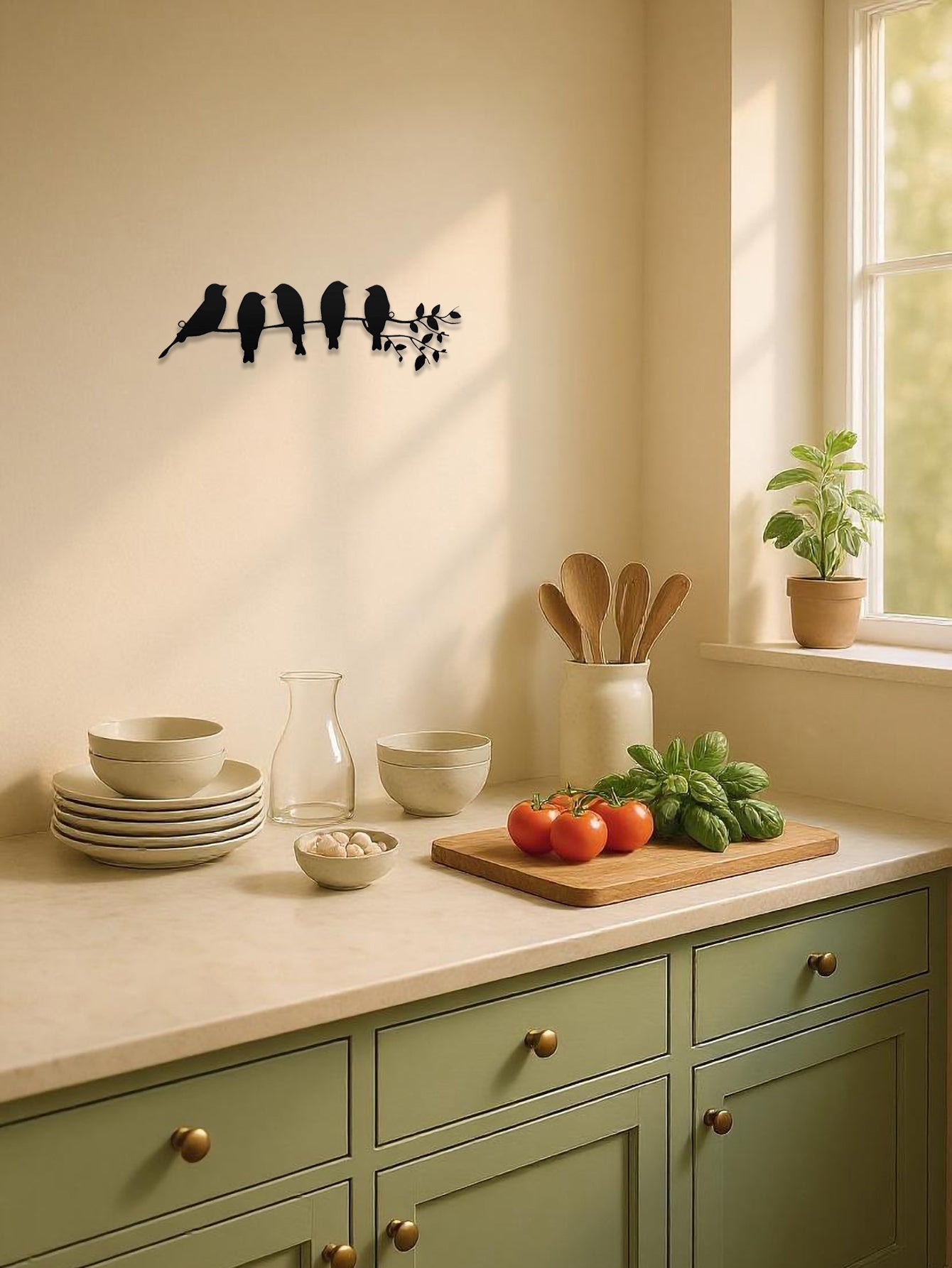 1PC Metal Bird Wall Art,Wall Ornament,The Leaves With Birds Sculpture Wall Decor - DropOnline.co