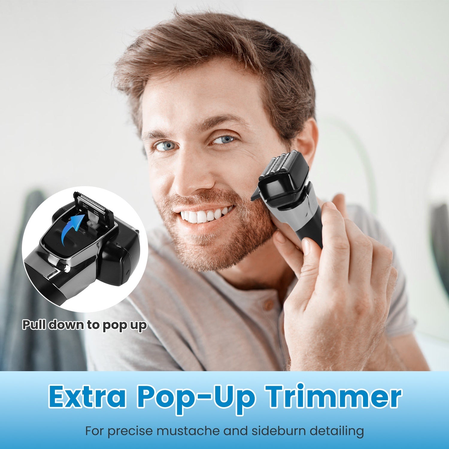 Electric Foil Face Shaver 5-Blade Electric Razor For Men Wet & Dry Jawline Beard Trimmer Precision Sideburn Shavers IPX6 Waterproof With LED Display Cleaning Brushes - DropOnline.co