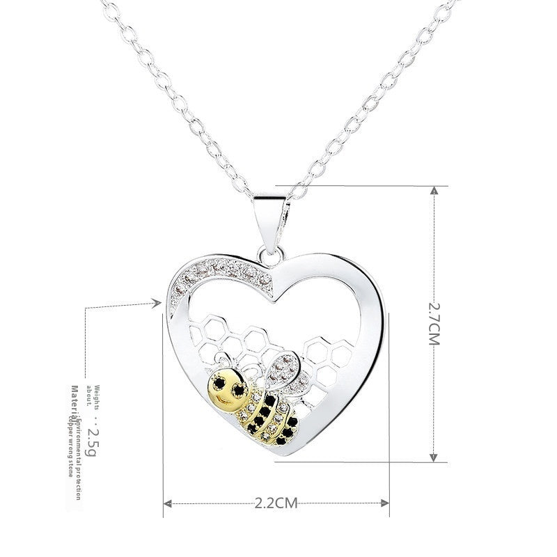 Fashion Exquisite And Creative Bee Hive Pendant Pastoral Style Temperament Female With Hearts Color Separation Necklace - DropOnline.co