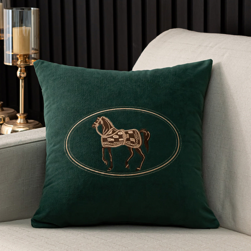 Hand-embroidered Cushion Cover Horse Pattern Pillowcase - DropOnline.co