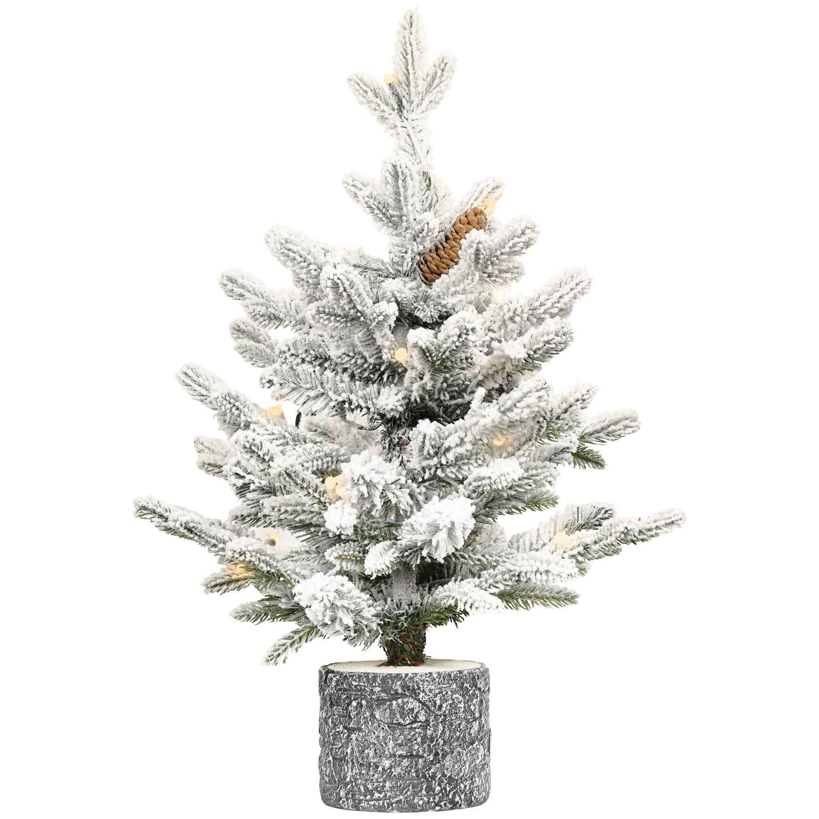 Pre-lit Potted Flocked Christmas Tree - 2FT-6.5FT Snow Frosted with LED Lights