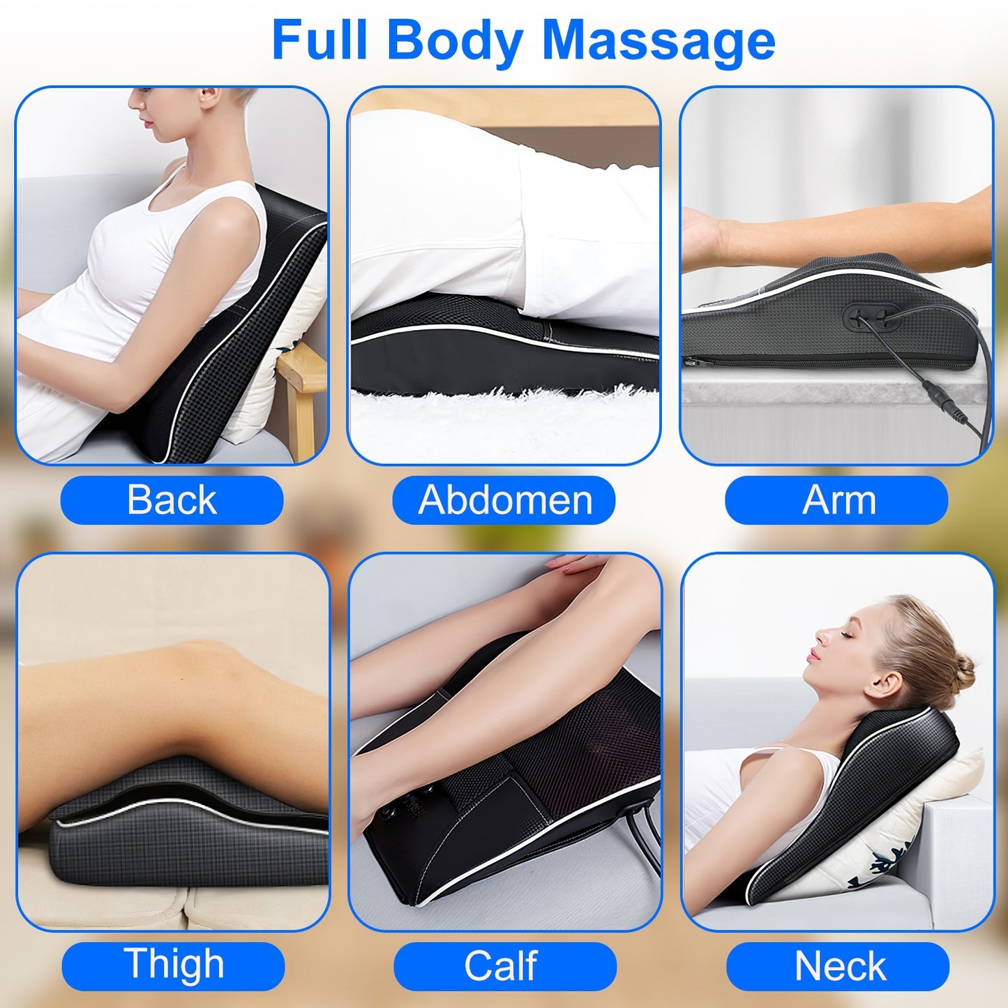 1Pc Back Massager With Heat 3D Kneading Massage Pillow Shiatsu Full Body Massager For Back Neck Waist Arm Abdomen Calf - DropOnline.co