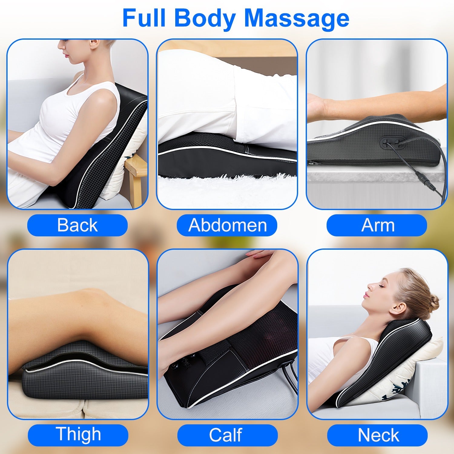 1Pc Back Massager With Heat 3D Kneading Massage Pillow Shiatsu Full Body Massager For Back Neck Waist Arm Abdomen Calf - DropOnline.co