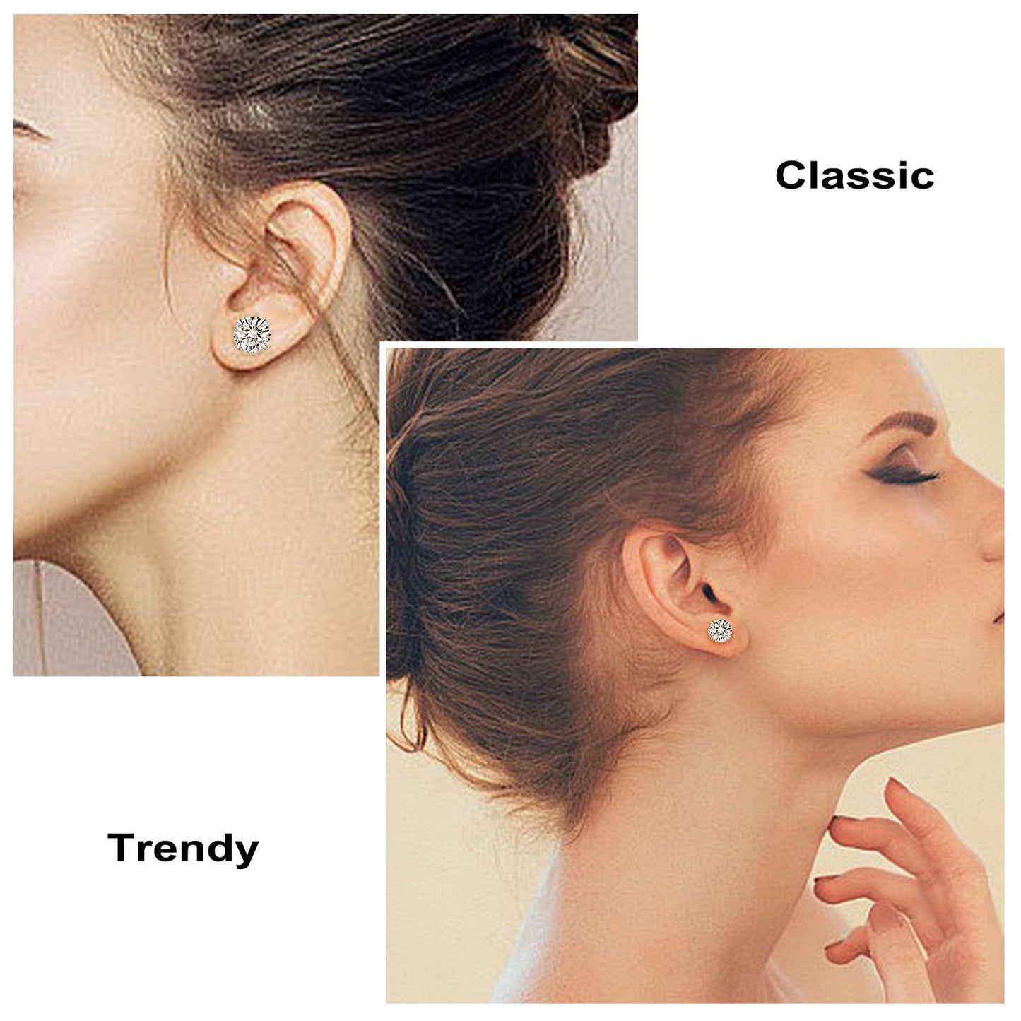 Huazi Diamond, Butterfly Buckle Titanium Steel Stud Earrings 6 Pairs - DropOnline.co