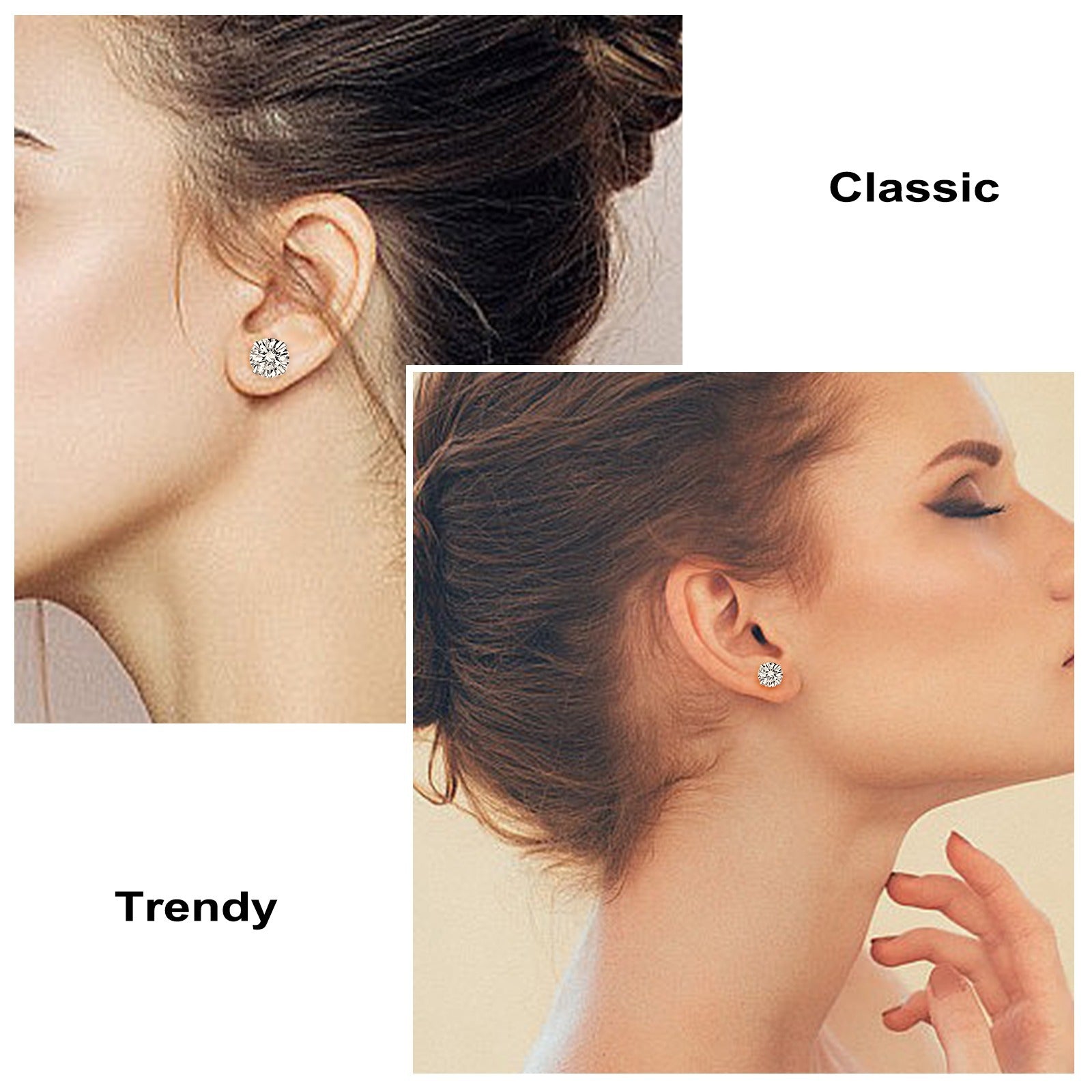 Huazi Diamond, Butterfly Buckle Titanium Steel Stud Earrings 6 Pairs - DropOnline.co