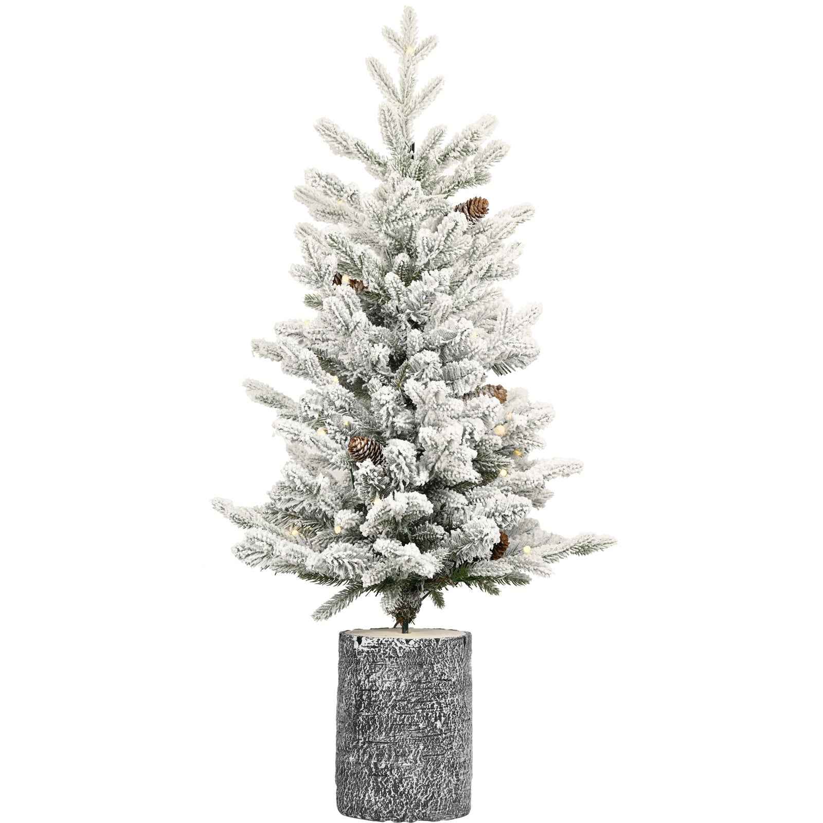 Pre-lit Potted Flocked Christmas Tree - 2FT-6.5FT Snow Frosted with LED Lights
