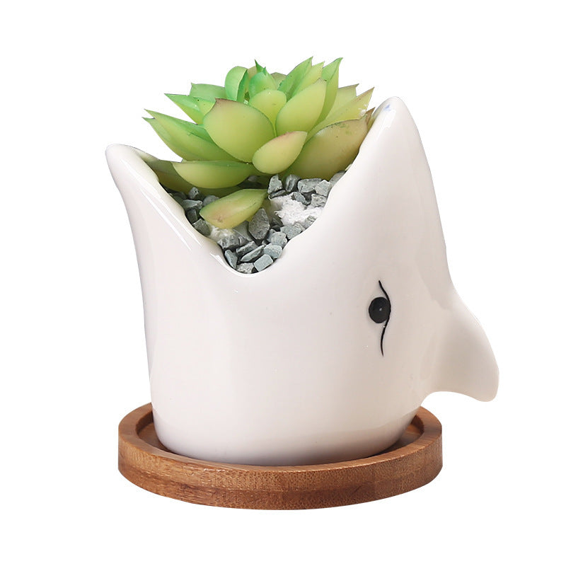 Succulent Pot Creative Cartoon Ceramic Flower Pots European-style Simple Indoor Desktop Pots For Plants Office Decor Planters - DropOnline.co