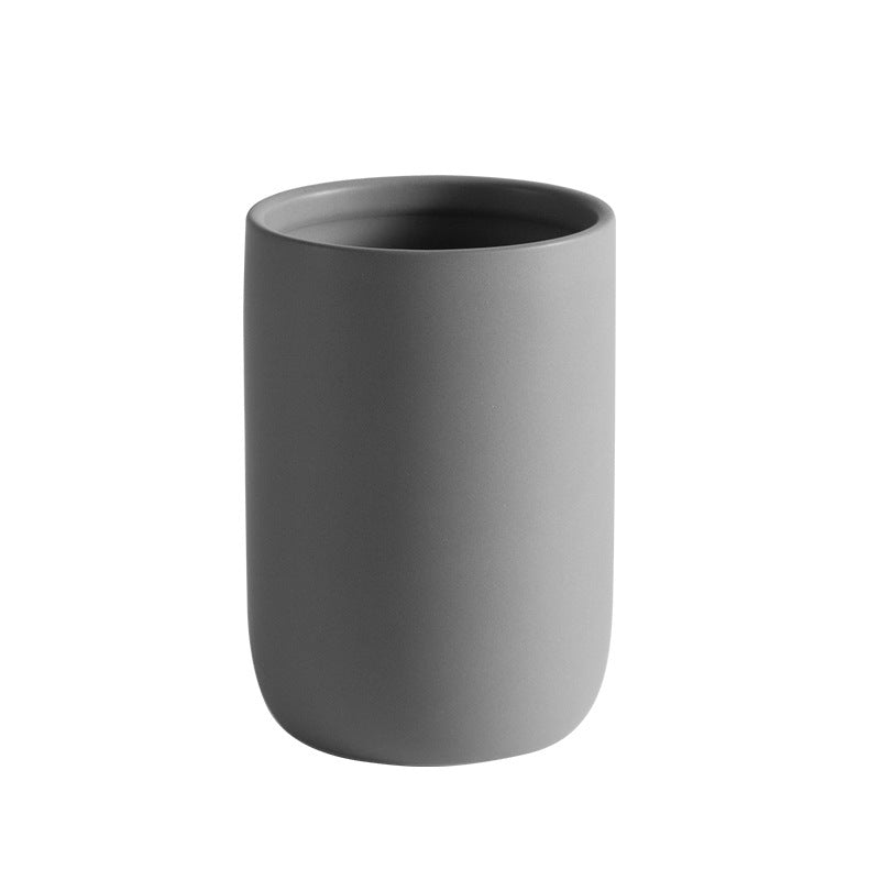 Matte Black Bathroom Accessories Set Plastic Soap Dispenser Toothbrush Holder Cup Soap Dish For Modern Bathroom Decor - DropOnline.co