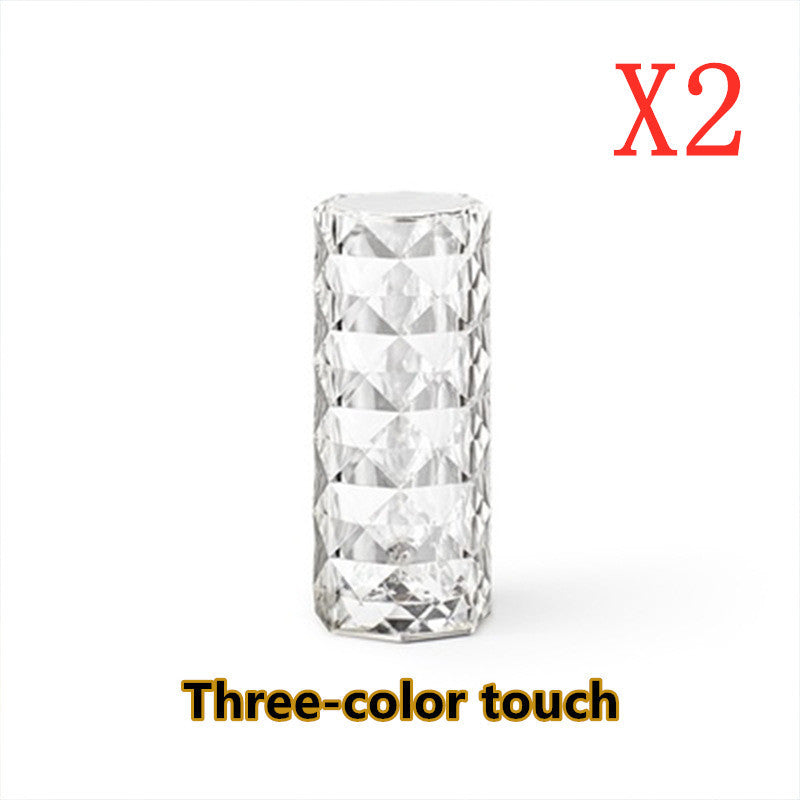 Nordic Crystal Lamp USB Table Lamps Bedroom Touch Dimming Atmosphere Diamond Night Light Rose Projector Lamp Decor - DropOnline.co