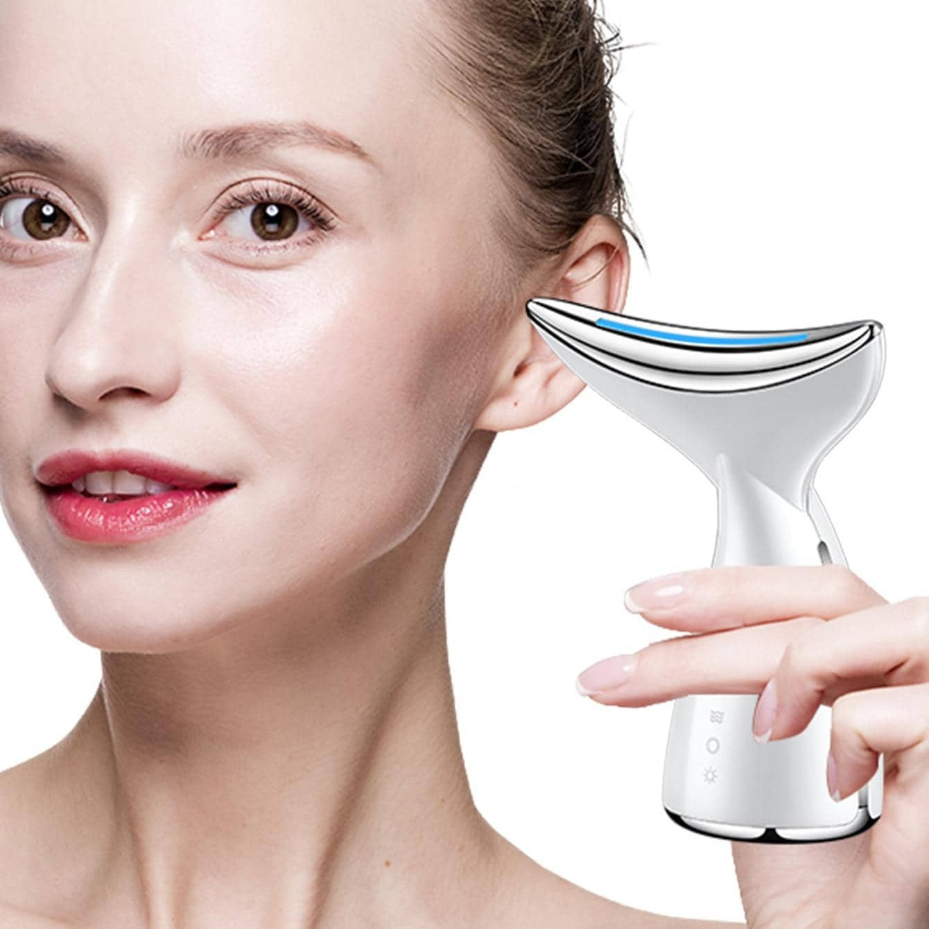 Face And Neck Tightening Device, Firm And Tightens Sagging Skin Face Neck Massager, Beauty Facial Massager For Women And Men - White - DropOnline.co
