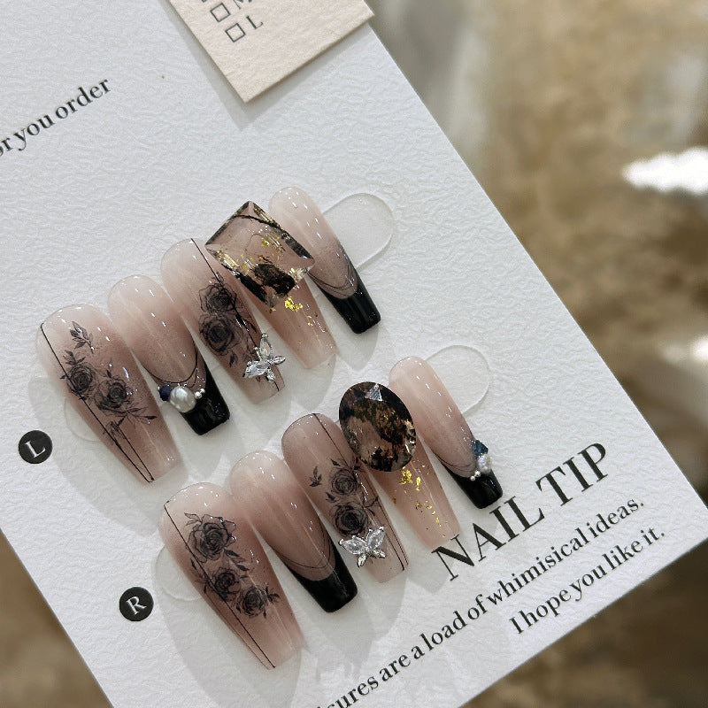 Handmade Long Camellia Girl Nail Tip - DropOnline.co