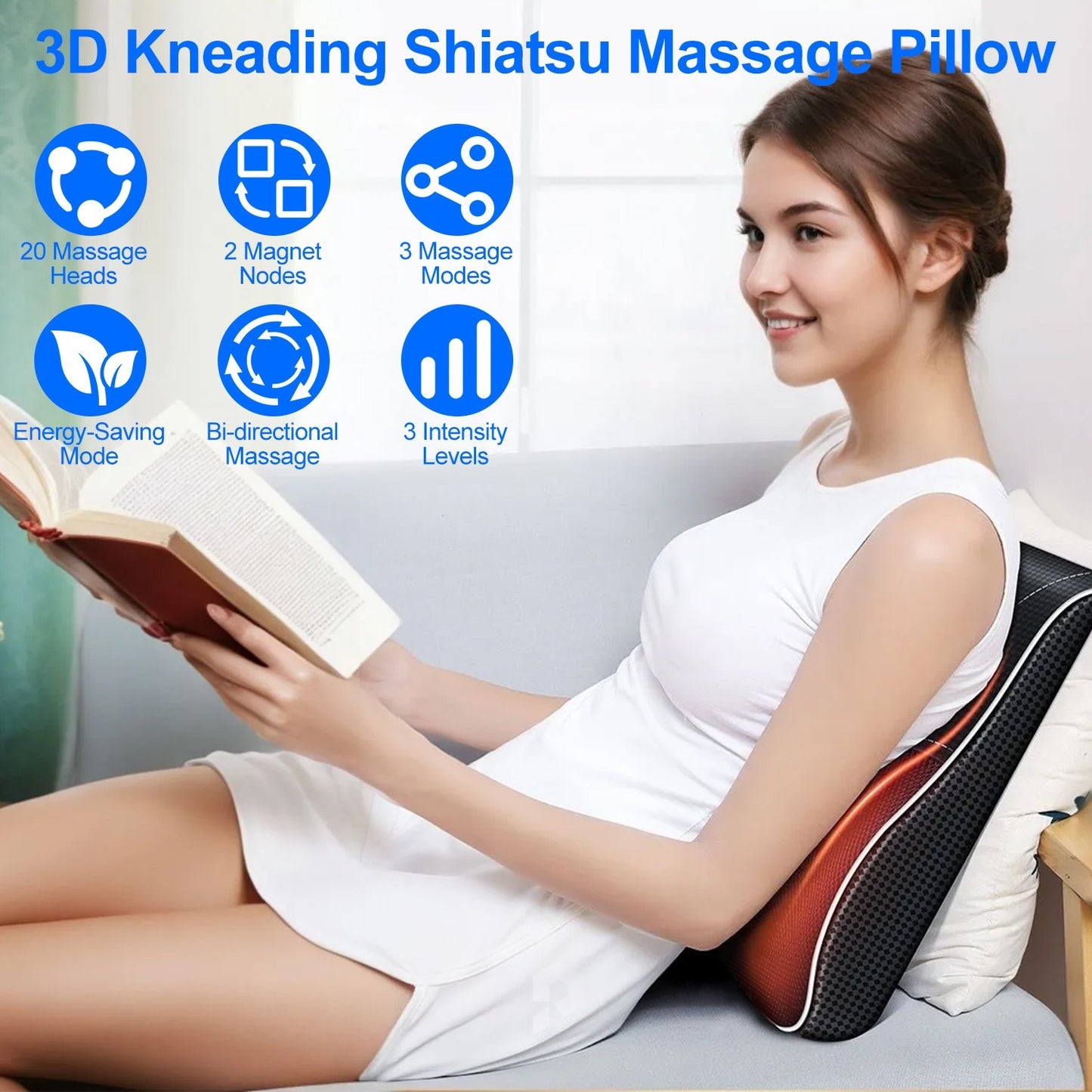 1Pc Back Massager With Heat 3D Kneading Massage Pillow Shiatsu Full Body Massager For Back Neck Waist Arm Abdomen Calf - DropOnline.co