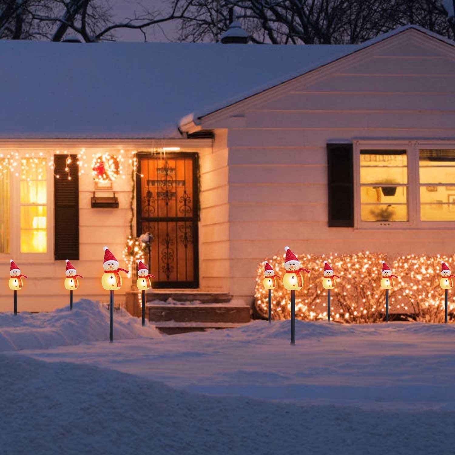 Solar Powered 3 Snowmen Garden Stake Light - IP55 Waterproof LED Pathway Lamp