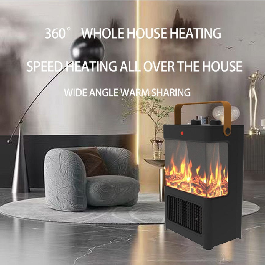 1500W Electric Fireplace Heater With Realistic 3D LED Flame, Overheat & Tip-Over Protection, Portable Indoor Heater For Home Office, Christmas Decorative Warmth - DropOnline.co