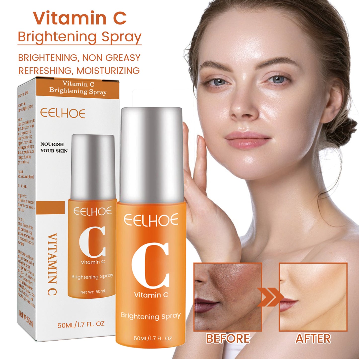 EELHOE Vitamin C Moisturizing Spray Moisturizing And Moisturizing Skin Lightening Acne Spots Rejuvenating And Whitening Spray - DropOnline.co